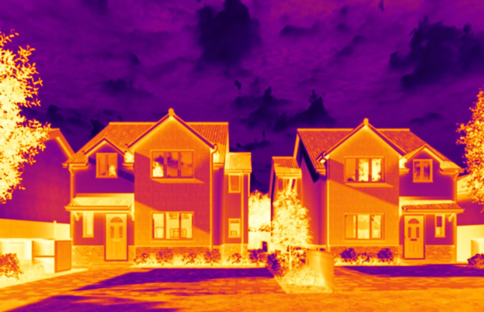 Thermal style view of new build homes Snag Surveys thermal inspections Liverpool